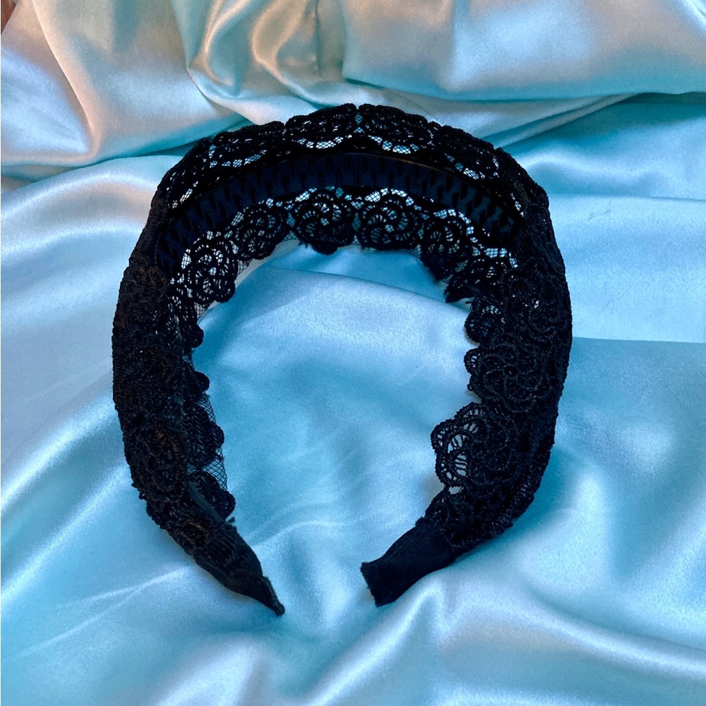 Black Lace Romantic Hairband OOAK handmade New